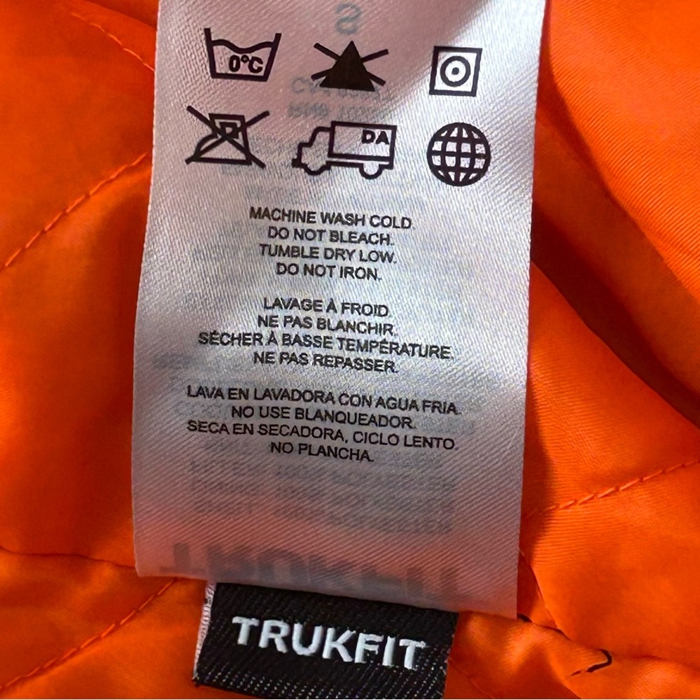 Trukfit Bomber Jacket Mens‎ Small Black Camo Orange Quilted Lined - Picture 15 of 15
